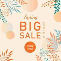 Trendy abstract square template with floral elements. Suitable for social media posts, mobile apps, banner design and online advertising. Spring sale. vector