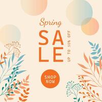 Trendy abstract square template with floral elements. Suitable for social media posts, mobile apps, banner design and online advertising. Spring sale. vector