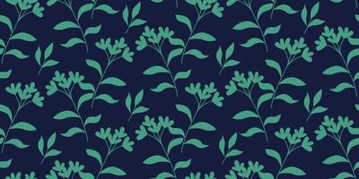 Modern seamless vector pattern with plant silhouettes in a color-block style. Can be used for backgrounds, textiles, fabrics, prints, wallpapers, covers, natural minimalist designs.