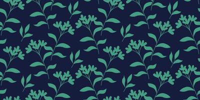 Modern seamless vector pattern with plant silhouettes in a color-block style. Can be used for backgrounds, textiles, fabrics, prints, wallpapers, covers, natural minimalist designs.