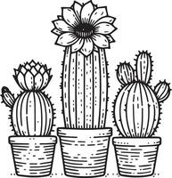 Desierto cactus colorante página, contorno cactus colorante página, realista cactus colorante página, lápiz cactus dibujo, lápiz bosquejo cactus dibujo, cactus dibujo negro y blanco vector