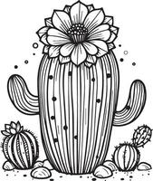 cactus colorante página imprimible suculento colorante página, Desierto cactus colorante página, contorno cactus colorante página, realista cactus colorante página, lápiz cactus dibujo vector