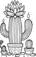 Desierto cactus colorante página, sencillo cactus colorante página, planta sencillo cactus colorante página imprimible suculento colorante página, Desierto cactus colorante página, contorno el cactus colorante página vector