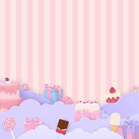 Bakery and cloud with striped background vector