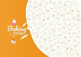 Bakery and baking icon with text on orange background vector