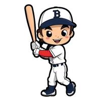 AI generated baseball player cartoon sticker vector