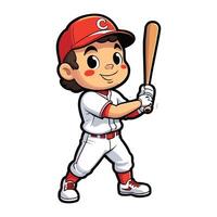 AI generated baseball player cartoon sticker vector