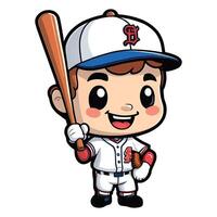 AI generated baseball player cartoon sticker vector