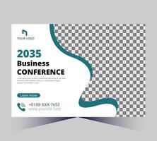 business conference poster template with a checkered background vector