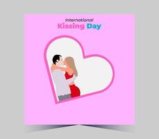 international kissing day poster with couple kissing vector