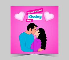 international kissing day poster with couple kissing vector