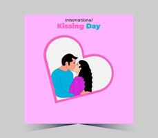 international kissing day poster with couple kissing vector