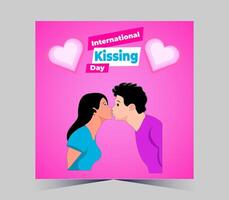 international kissing day poster with couple kissing vector