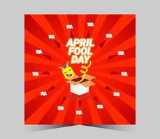 april fool day poster with a box and a cartoon character vector