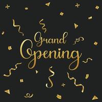 Grand opening text with confetti vector illustration