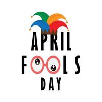 April Fools Day text with funny glasses vector