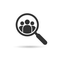 Magnifying glass for searching an employee or candidate icon. vector