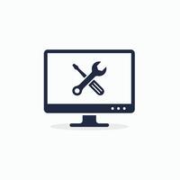 Computer repair icon. Computer settings, technical support icon. Vector illustration.