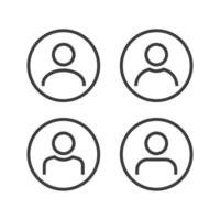 Default avatar profile icon. User line icon set. Round generic user icons vector