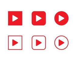 Play button icon set. Vector Illustration