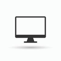 Computer monitor icon. Flat PC symbol. Desktop computer vector icon