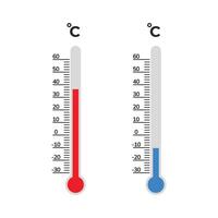 termómetro y temperatura icono. termómetro con frío y caliente simbolos vector