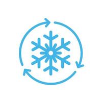 Freezer control icon. Automatic cooling defrost symbol. Sign car or home air conditioning vector. Snowflake with rotation arrows vector. vector