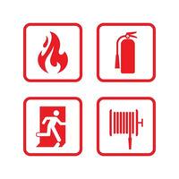 Fire emergency icons set. Fire safety sign collection vector