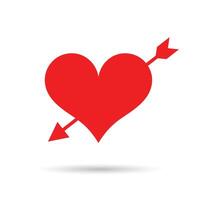 Heart with arrow red icon. Vector love symbol. Valentines Day illustration.