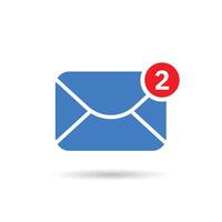 New message or inbox notification vector icon. Two incoming email messages inbox icon. Envelope with incoming message symbol.