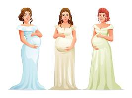 conjunto de embarazada mujer. vector dibujos animados ilustración