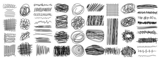 Collection of abstract hand drawn doodles. Geometric shapes brush stroke sketch texture. Modern vector illustration elements for posters, social networks, collages, flyers, templates.