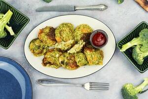 Green veggie broccoli cutlets. photo