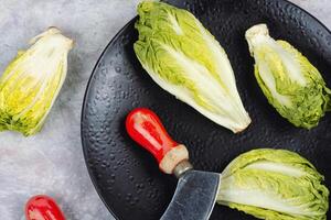 Fresh green Romaine lettuce photo