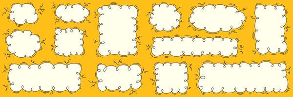 Cute set of empty speech bubbles in retro style. Vector illustration of hand-drawn doodle for comics in pop art style.
