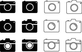 Vector set of Cameras Black and White and Outlined