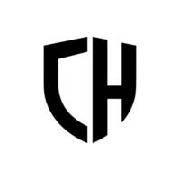 Letter Ch with security shield shape protection icon modern typography monogram logo vector