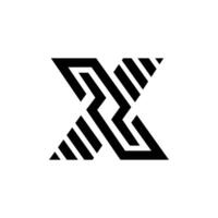 Letter Zx line art initial monogram modern unique shape abstract logo vector