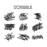 Set of hand drawn ink brush scribbles vector