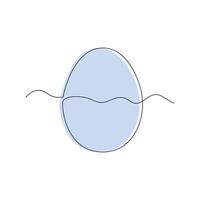 Blue egg one line drawn in one continuous line. One line drawing, minimalism. Vector illustration.