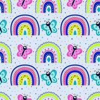 Illustration of a seamless pattern in the form of pink hearts and multicolored dots on a dark background. Cute romantic print, festive background for Valentine's day, romantic wedding design. vector