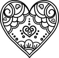 un ilustración de un corazón con un resumen ornamento destacado en un transparente antecedentes. San Valentín día. hermosa en forma de corazon ornamento. vector