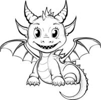 Dragon coloring page for kids . vector