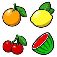 Fruta dibujos animados pegatina conjunto vector