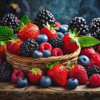 AI generated Berries fruit closeup photo