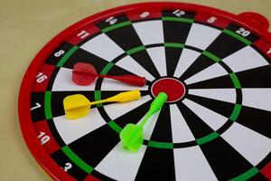 Magnetic board with special darts target, plastic darts with a magnet for throwing and scoring in sports photo