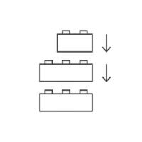 Instruction how to build blocks element. Cubes pieces toy. Vector illustration