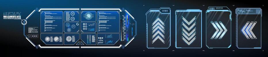 Futuristic Vector HUD Interface Screen Design. Digital callouts titles. HUD UI GUI futuristic user interface screen elements set.