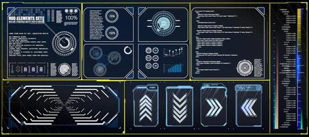 Futuristic Vector HUD Interface Screen Design. Digital callouts titles. HUD UI GUI futuristic user interface screen elements set.