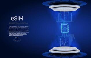 Embedded SIM concept. New mobile communication technology. Concept for mobile sim card technology and network. vector